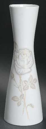 Classic Rose (White Rose, Brown Leaves) 8" Vase