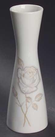 Classic Rose (White Rose, Brown Leaves) 6" Vase