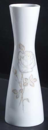 Classic Rose (White Rose, Brown Leaves) 7" Vase