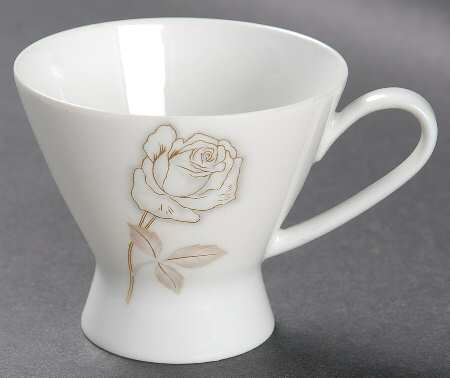 Classic Rose (White Rose, Brown Leaves) Footed Demitasse Cup