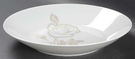 Classic Rose (White Rose, Brown Leaves) Coupe Soup Bowl