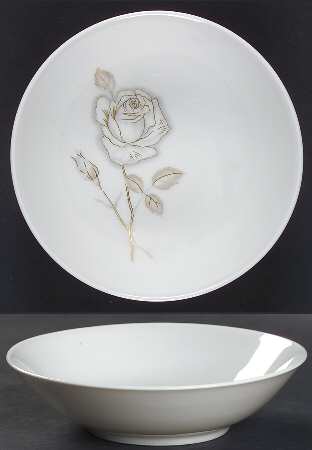 Classic Rose (White Rose, Brown Leaves) Fruit/Dessert (Sauce) Bowl