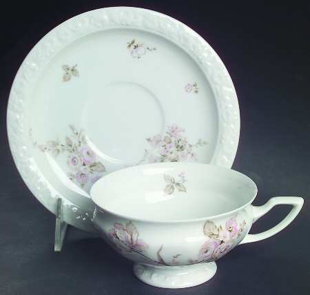 Colonial Garden Footed Cup & Saucer Set