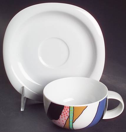 Collage Flat Cup & Saucer Set