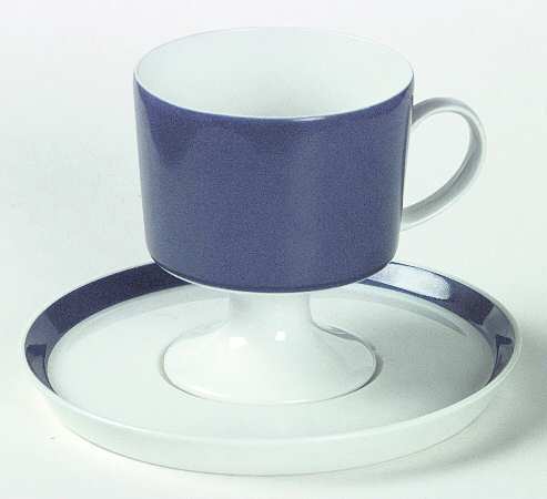 Composition Cobalt Blue Footed Demitasse Cup & Saucer Set
