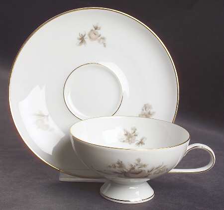 Colonial Rose Footed Cup & Saucer Set