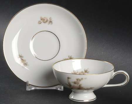Colonial Rose Footed Demitasse Cup & Saucer Set