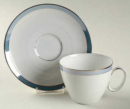 Corona Blue Flat Cup & Saucer Set