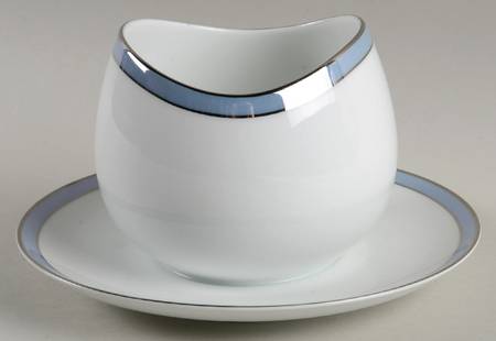 Corona Blue Gravy Boat with Attached Underplate