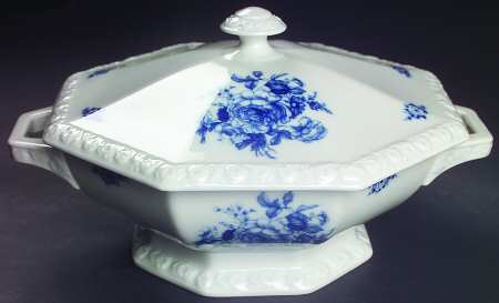 Cobalt Rose Round Covered Vegetable