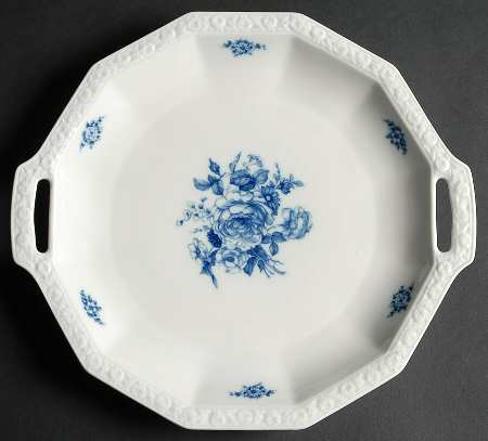 Cobalt Rose Handled Cake Plate