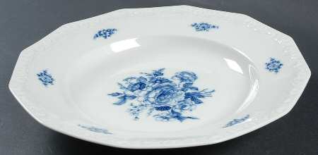 Cobalt Rose Large Rim Soup Bowl