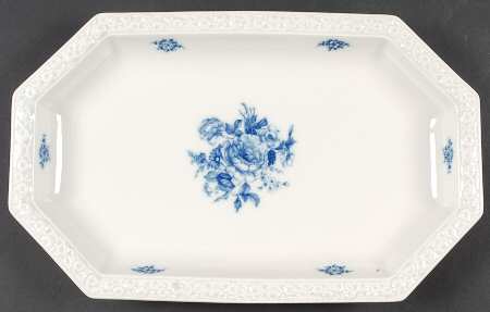 Cobalt Rose 15" Oval Serving Platter