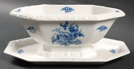 Cobalt Rose Gravy Boat with Attached Underplate