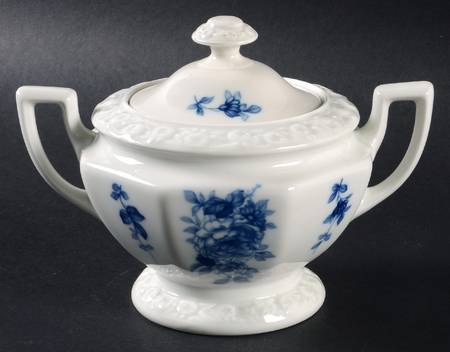 Cobalt Rose Sugar Bowl & Lid