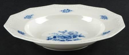 Cobalt Rose Large Rim Soup Bowl
