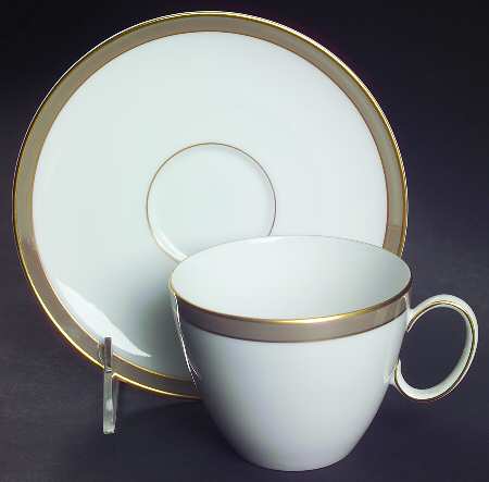 Corona Taupe Flat Cup & Saucer Set