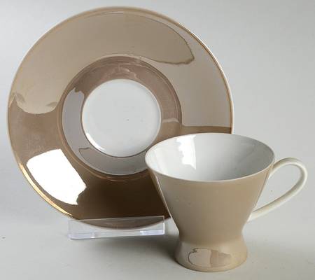 Crystalline Taupe Footed Demitasse Cup & Saucer Set