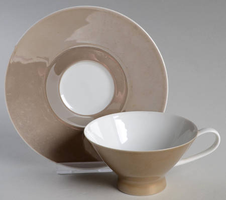 Crystalline Taupe Footed Cup & Saucer Set