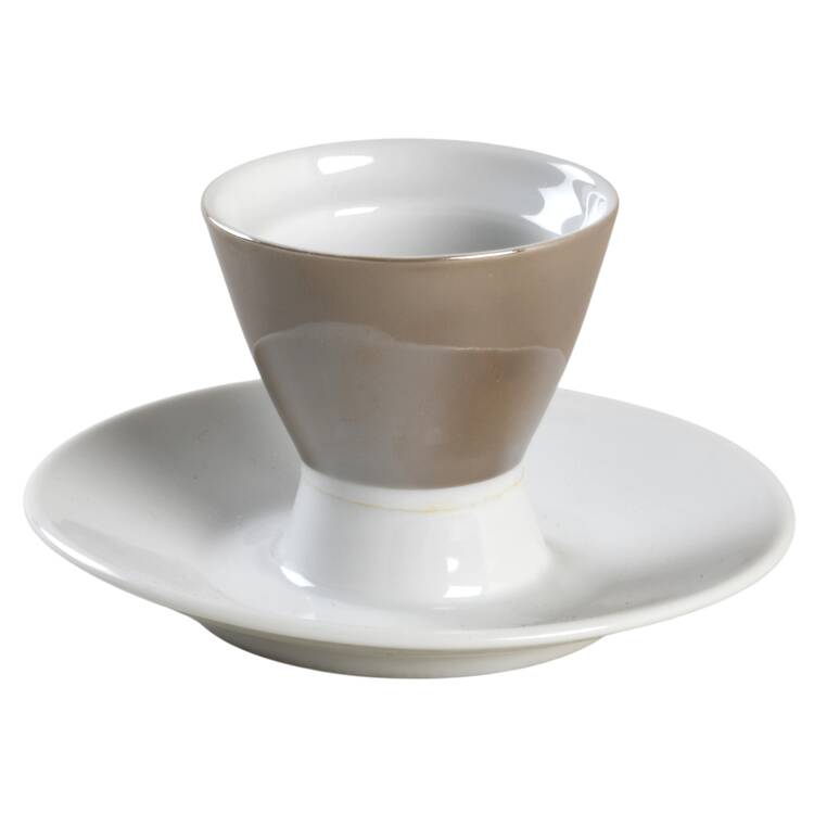 Crystalline Taupe Egg Cup with Attached Underplate