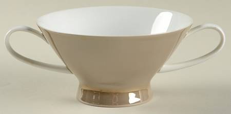 Crystalline Taupe Footed Cream Soup Bowl