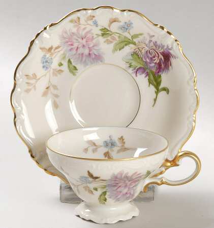Daphne (Pompadour) Footed Demitasse Cup & Saucer Set