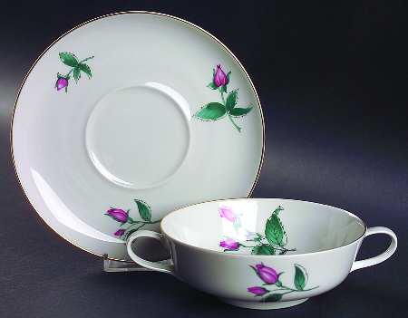 Darling Rose Footed Cream Soup Bowl & Saucer Set