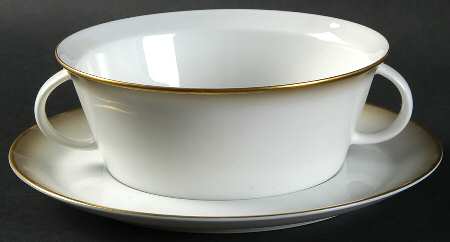 Dawn (Gold Trim) Flat Cream Soup Bowl & Saucer Set
