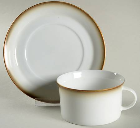 Dawn (Gold Trim) Flat Cup & Saucer Set
