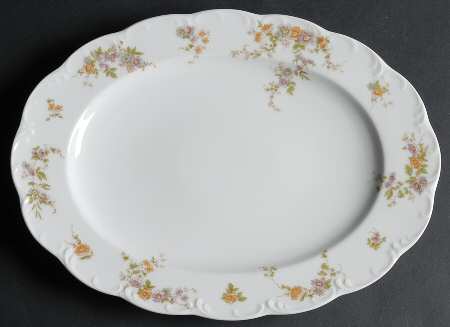 Desiree (Classic Rose Collection, Rim) 12" Oval Serving Platter