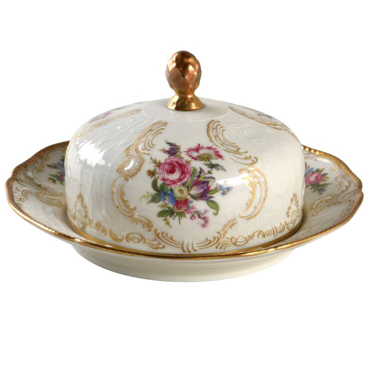 Diplomat (Center Gold) Round Covered Butter