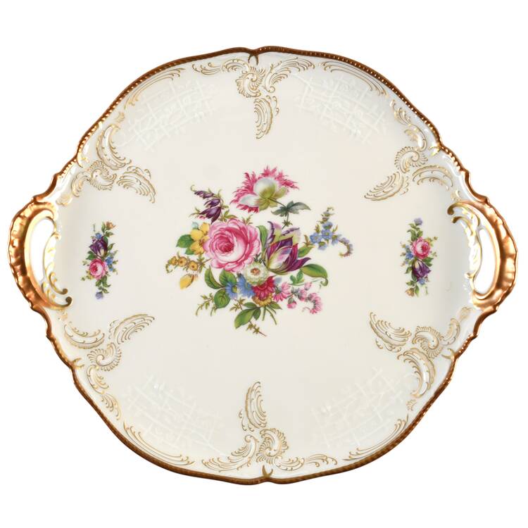Diplomat (Center Gold) Handled Cake Plate