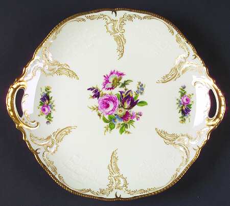 Diplomat (Center Gold) Handled Cake Plate