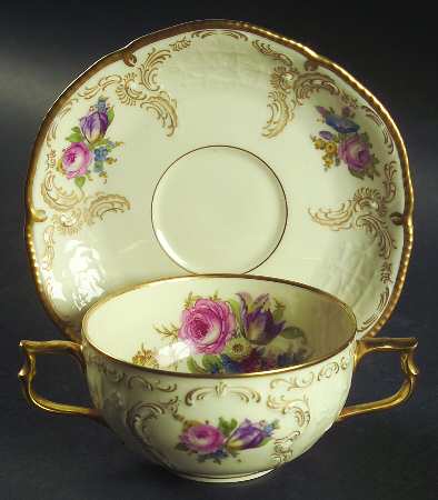 Diplomat (Center Gold) Flat Bouillon Cup & Saucer