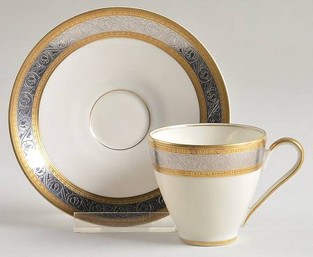 Duchess (Ivory Background) Flat Demitasse Cup & Saucer Set