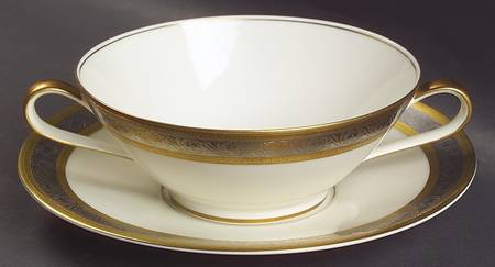 Duchess (Ivory Background) Flat Cream Soup Bowl & Saucer Set