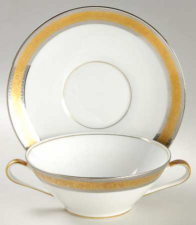 Duchess (White Backg) Flat Cream Soup Bowl & Saucer Set