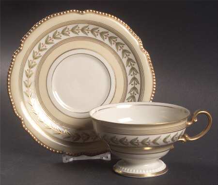 Duchess (Yellow Rim, Green Leaves) Footed Cup & Saucer Set