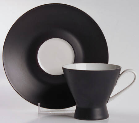Ebony Black Footed Demitasse Cup & Saucer Set