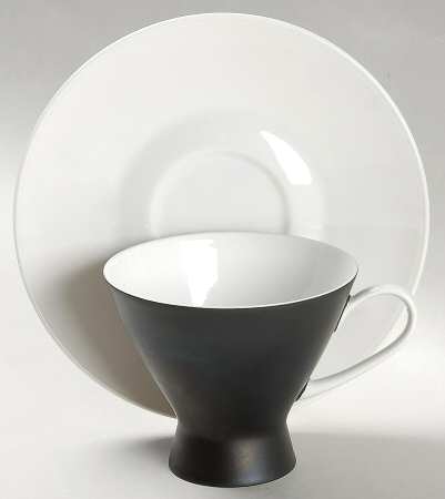 Ebony Black Footed Cup & Saucer Set