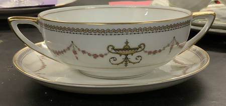 Eden (White Background) Footed Cream Soup Bowl & Saucer Set