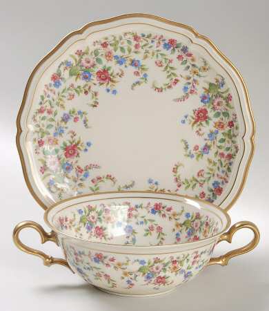 Eleanor Cream Flat Cream Soup Bowl & Saucer Set