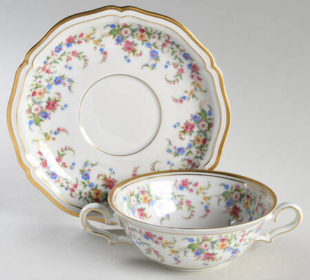 Eleanor White Flat Cream Soup Bowl & Saucer Set