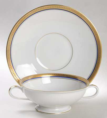 Electra (Aida Shape) Footed Cream Soup Bowl & Saucer Set