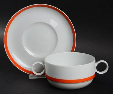 Electric Flat Cream Soup Bowl & Saucer Set