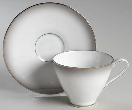 Elegance (Platinum Trim) Flat Cup & Saucer Set