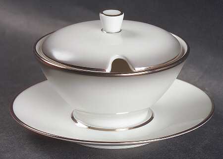 Elegance (Platinum Trim) Mustard with Lid & Attached Underplate