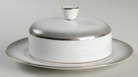 Elegance (Platinum Trim) Round Covered Butter