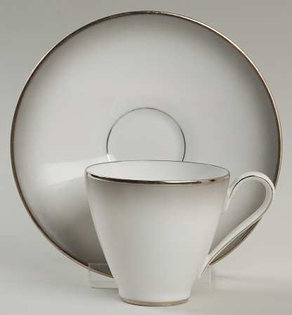 Elegance (Platinum Trim) Flat Demitasse Cup & Saucer Set