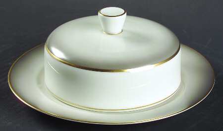 Elegance (Gold Trim) Round Covered Butter